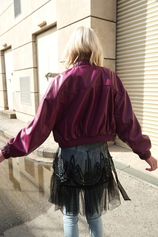 Bomber jacket δερματίνη “Rebel Rose”