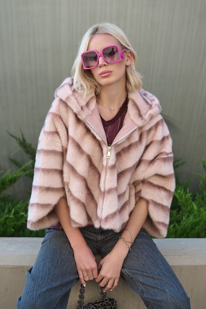 Κάπα Faux Fur Με Κουκούλα “Rosella”