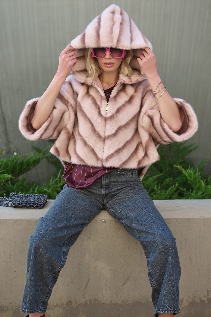 Κάπα Faux Fur Με Κουκούλα “Rosella”