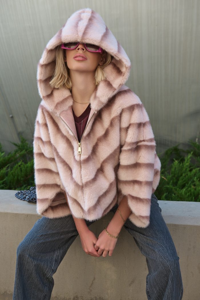 Κάπα Faux Fur Με Κουκούλα “Rosella”
