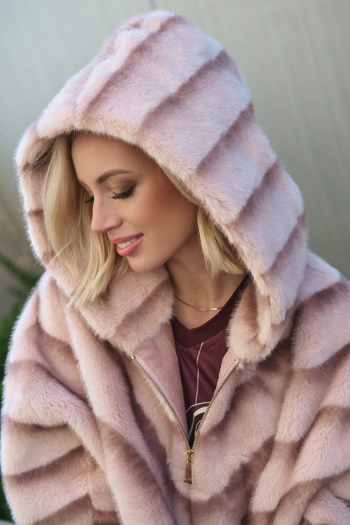 Κάπα Faux Fur Με Κουκούλα “Rosella”