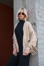 Ζακέτα μπεζ με κρόσσια “Lark”