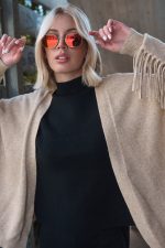 Ζακέτα μπεζ με κρόσσια “Lark”