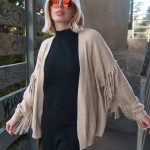 Ζακέτα μπεζ με κρόσσια “Lark”