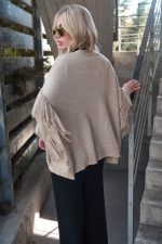 Ζακέτα μπεζ με κρόσσια “Lark”