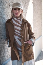 Καμπαρντίνα Καμηλό Με Καρό Λεπτομέρειες “Wren”