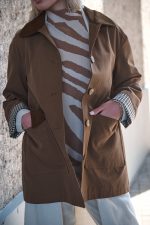 Καμπαρντίνα Καμηλό Με Καρό Λεπτομέρειες “Wren”