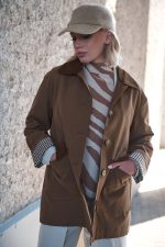 Καμπαρντίνα Καμηλό Με Καρό Λεπτομέρειες “Wren”