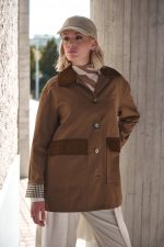 Καμπαρντίνα Καμηλό Με Καρό Λεπτομέρειες “Wren”