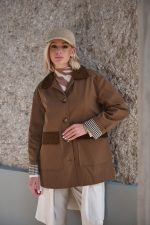 Καμπαρντίνα Καμηλό Με Καρό Λεπτομέρειες “Wren”