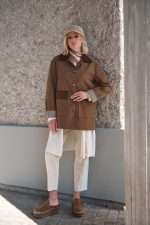 Καμπαρντίνα Καμηλό Με Καρό Λεπτομέρειες “Wren”