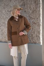 Καμπαρντίνα Καμηλό Με Καρό Λεπτομέρειες “Wren”