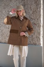 Καμπαρντίνα Καμηλό Με Καρό Λεπτομέρειες “Wren”