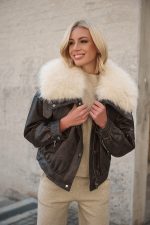 Δερμάτινο Bomber Με Πλούσιο Γιακά Γούνας “Evelyn”