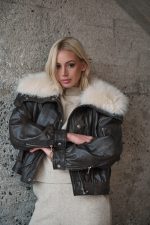 Δερμάτινο Bomber Με Πλούσιο Γιακά Γούνας “Evelyn”