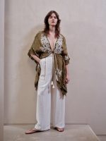 Κιμονό Boho Λαδί με Δαντέλα “Olivette”