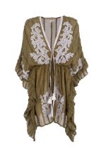 Κιμονό Boho Λαδί με Δαντέλα “Olivette”