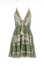 Φόρεμα Mini Δαντέλα Λαδί “Asteria”