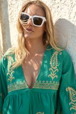 Καφτάνι Κεντημένο Σμαραγδί “Emerald Lark”