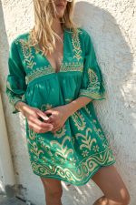 Καφτάνι Κεντημένο Σμαραγδί “Emerald Lark”