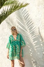 Καφτάνι Κεντημένο Σμαραγδί “Emerald Lark”