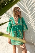 Καφτάνι Κεντημένο Σμαραγδί “Emerald Lark”
