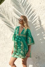Καφτάνι Κεντημένο Σμαραγδί “Emerald Lark”