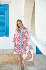 Πουκαμίσα Καφτάνι Κοραλλί Print “Coralia”