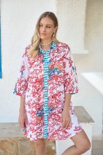 Πουκαμίσα Καφτάνι Κοραλλί Print “Coralia”