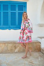 Καφτάνι Floral Ροζ “Camellia Breeze”