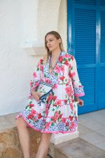 Καφτάνι Floral Ροζ “Camellia Breeze”