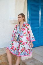 Καφτάνι Floral Ροζ “Camellia Breeze”