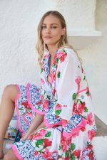 Καφτάνι Floral Ροζ “Camellia Breeze”