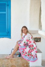 Καφτάνι Floral Ροζ “Camellia Breeze”