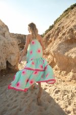 Φόρεμα Maxi Τιρκουάζ με Print Ήλιου “Aurelia”