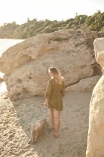 Κιμονό Boho Λαδί με Δαντέλα “Olivette”