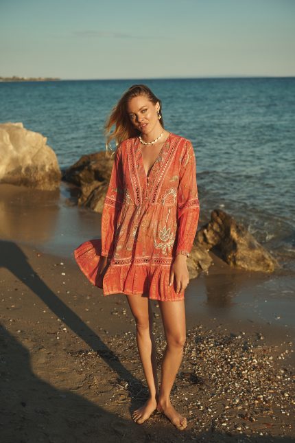 Φόρεμα Boho Κοραλλί “Azalea”