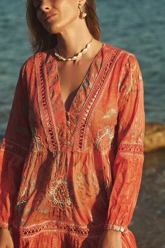 Φόρεμα Boho Κοραλλί “Azalea”