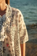 Πουκαμίσα Παραλίας Paisley Εκρού “Nerina”
