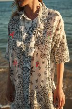 Πουκαμίσα Παραλίας Paisley Εκρού “Nerina”