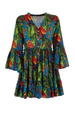 Φόρεμα Tropical Print Μπλε “Ara”