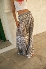 Φούστα Maxi Λευκή με Μπεζ Baroque Print “Serafina”