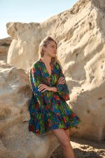 Φόρεμα Tropical Print Μπλε “Ara”