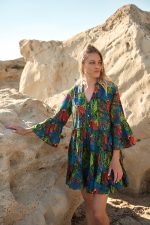Φόρεμα Tropical Print Μπλε “Ara”