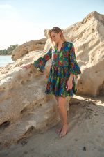 Φόρεμα Tropical Print Μπλε “Ara”