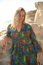 Φόρεμα Tropical Print Μπλε “Ara”