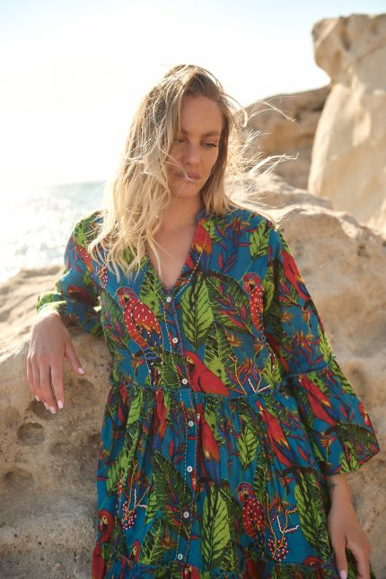 Φόρεμα Tropical Print Μπλε “Ara”