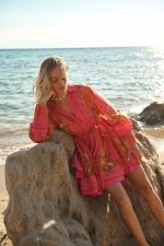 Φόρεμα Εμπριμέ Ροζ-Χρυσό “Oleandra”