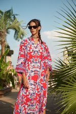 Φόρεμα Παραλίας Red Coral Print "Noemi"