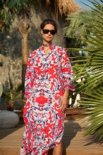 Φόρεμα Παραλίας Red Coral Print "Noemi"